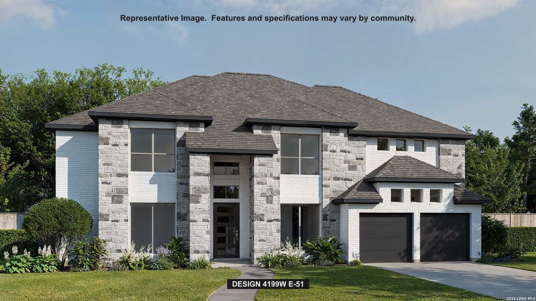 Front exterior of a new home in The Dominion, San Antonio, TX, highlighting curb appeal (Image 1). Front exterior of a new home in The Dominion, San Antonio, TX, highlighting curb appeal (Image 1).