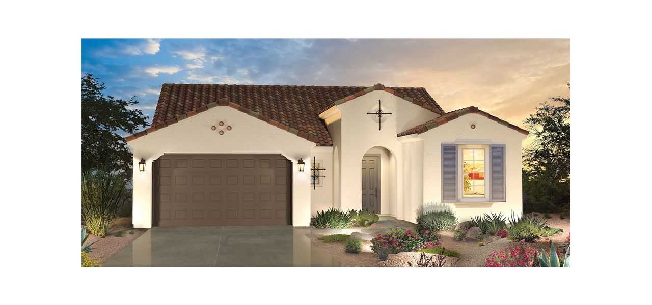 Representative exterior photo of a completed home built from the Fresco by Robson Resort Communities in Robson Ranch Arizona, Eloy, AZ (Image 12).