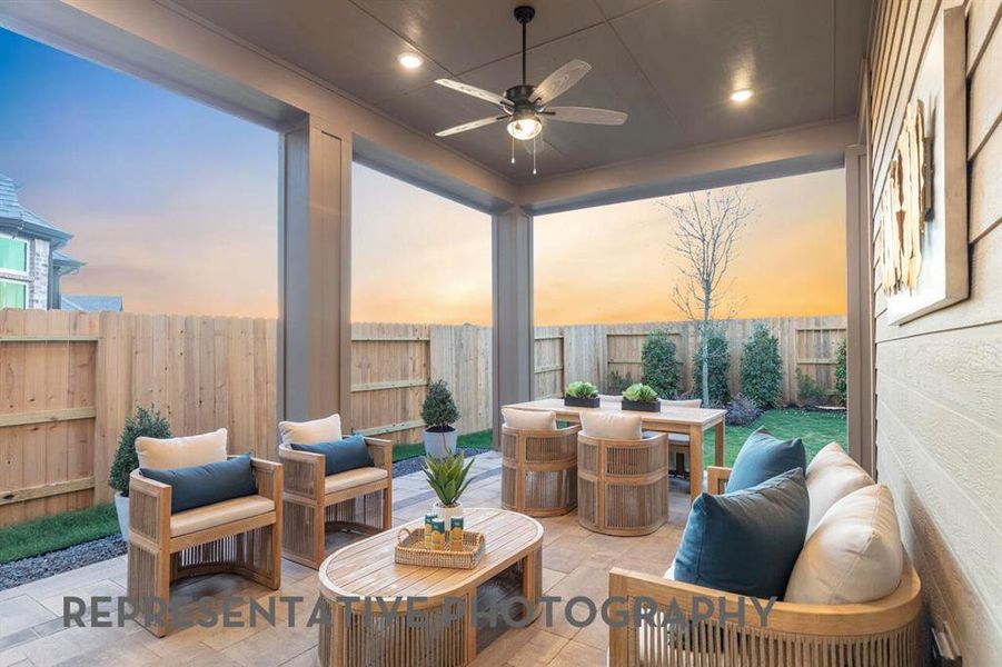 Exterior details and patio area of a home in Wildridge, Oak Point (Image 3).