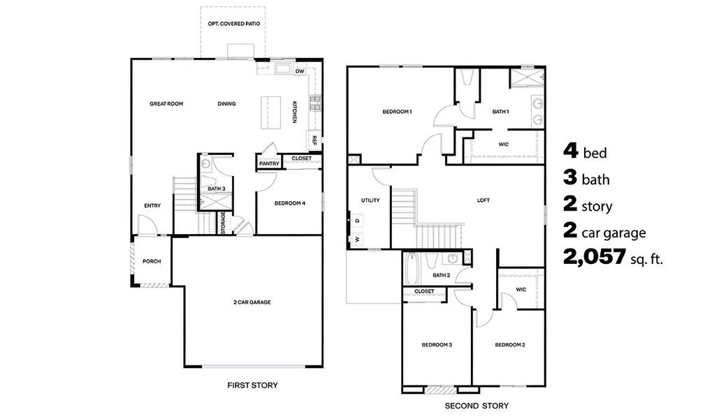 2D floor plan layout for the Gila by D.R. Horton in Redford Estates, Tucson, AZ (Image 5).