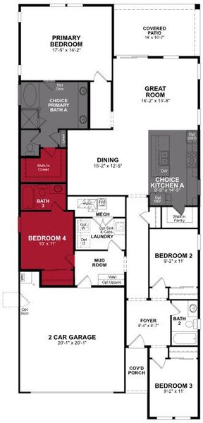 2D floor plan layout of this home in Montana Vista - Highland, Buckeye, AZ (Image 3).