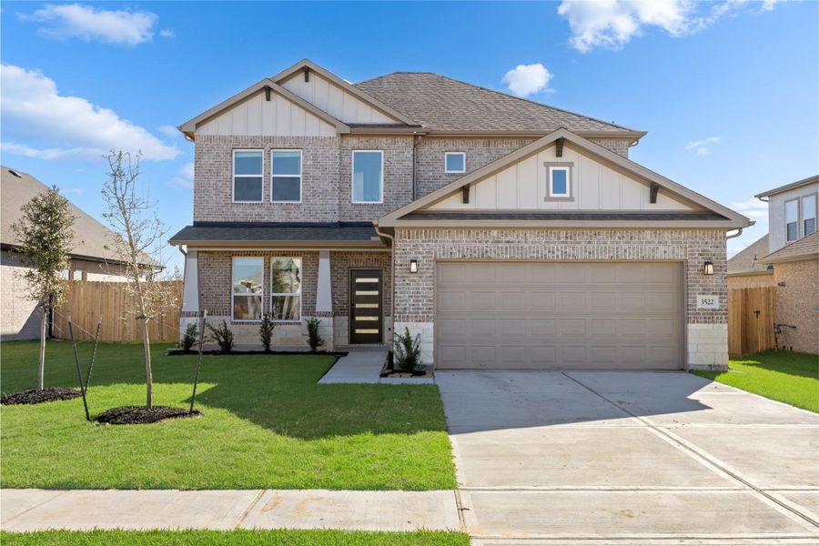 Front exterior of a new home in , Manvel, TX, highlighting curb appeal (Image 19).