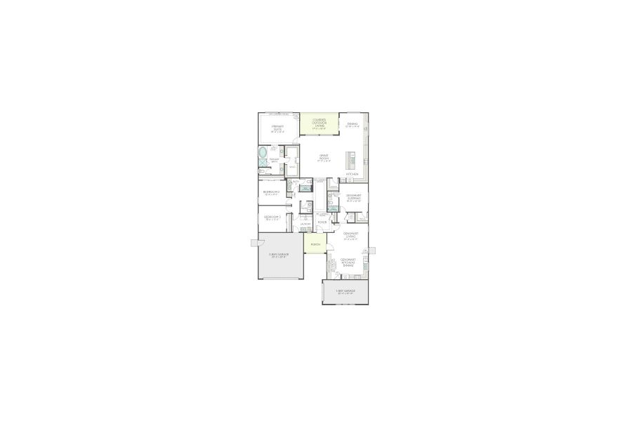 2D floor plan layout for the Gardenia Plan 5009 by Tri Pointe Homes in Abel Ranch, Goodyear, AZ (Image 5).