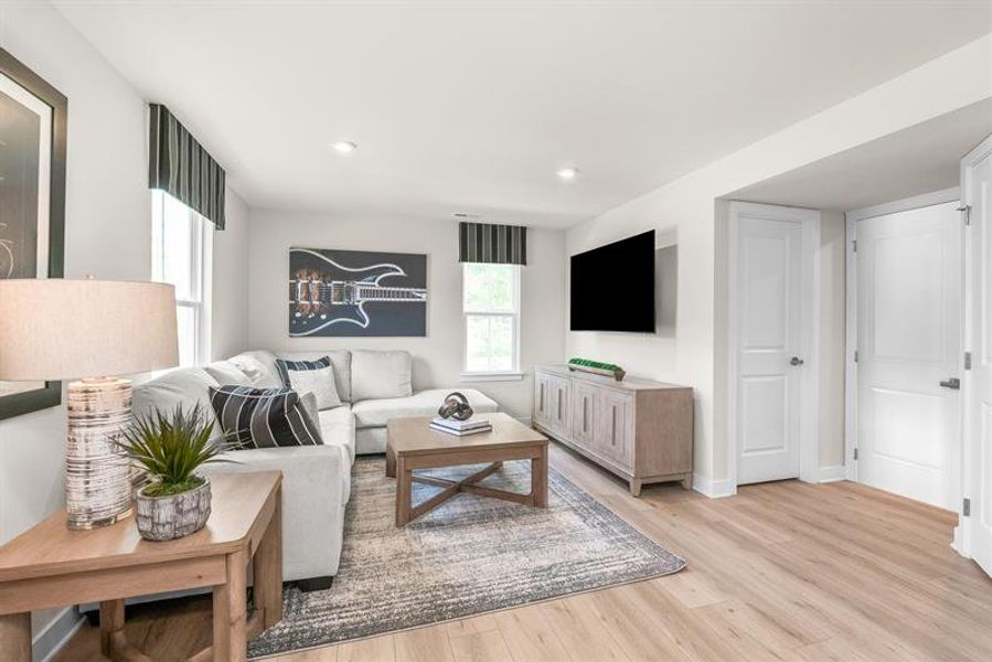 Representative furnished interior of a home built from the Mendelssohn by Ryan Homes in Stowe Branch Townhomes, Charlotte (Image 15).