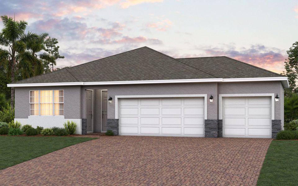 Kennedy 3-Car elevation 1 shown with optional stone