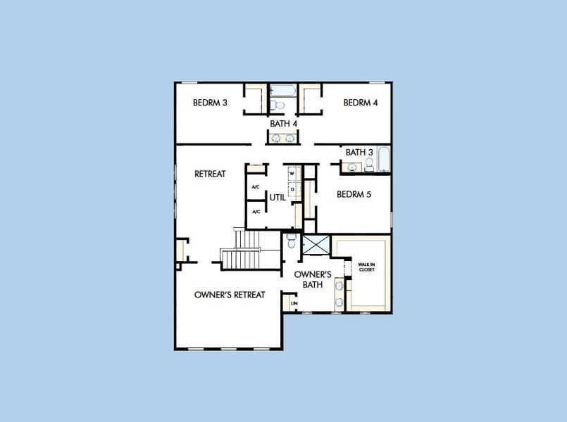 2D floor plan layout for the The Bradley by David Weekley Homes in Palmeras at Crossprairie – The Grove Collection, St. Cloud, FL (Image 4).