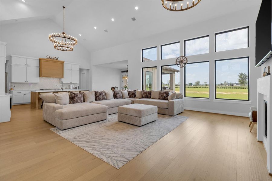 Spacious family room with expansive windows.