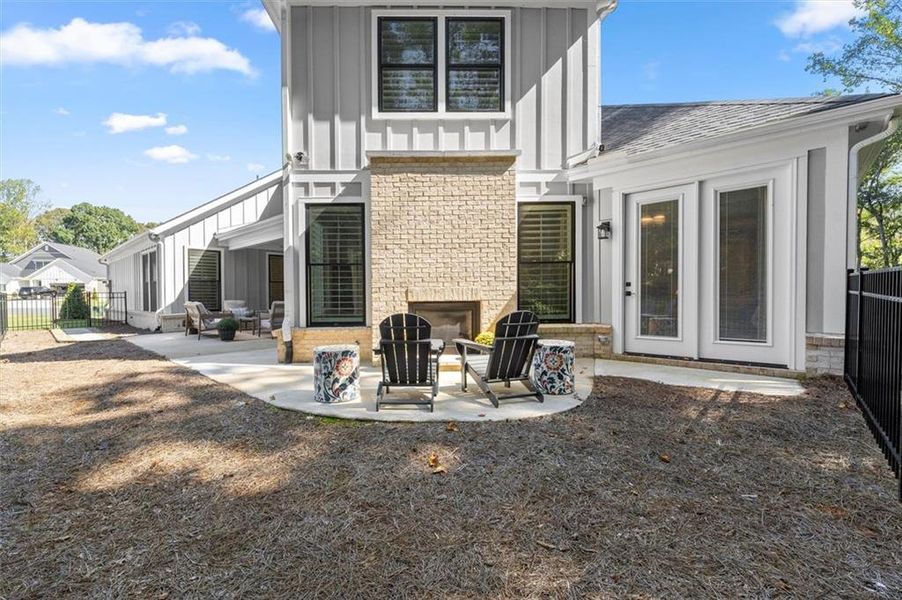 Exterior details and patio area of a home in The Courtyards by The Manor, Alpharetta (Image 29). Exterior details and patio area of a home in The Courtyards by The Manor, Alpharetta (Image 29).