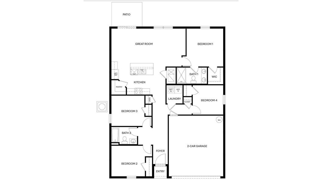 2D floor plan layout for the FREEPORT II by D.R. Horton in Magnolia Pointe, Umatilla, FL (Image 3).