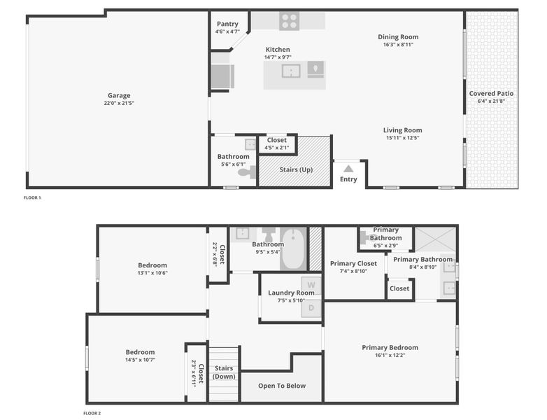2D floor plan layout of this home in Kemah Crossing - City Series, Kemah, TX (Image 5).