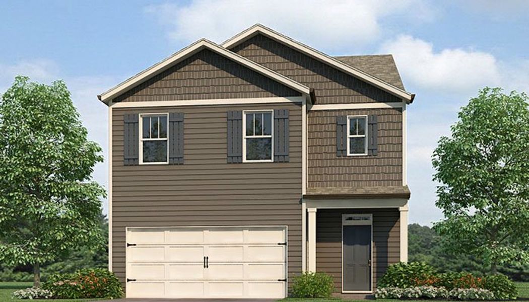 Representative exterior photo of a completed home built from the ROBIE by D.R. Horton in Oconee Overlook, Gainesville, GA (Image 2). Representative exterior photo of a completed home built from the ROBIE by D.R. Horton in Oconee Overlook, Gainesville, GA (Image 2).