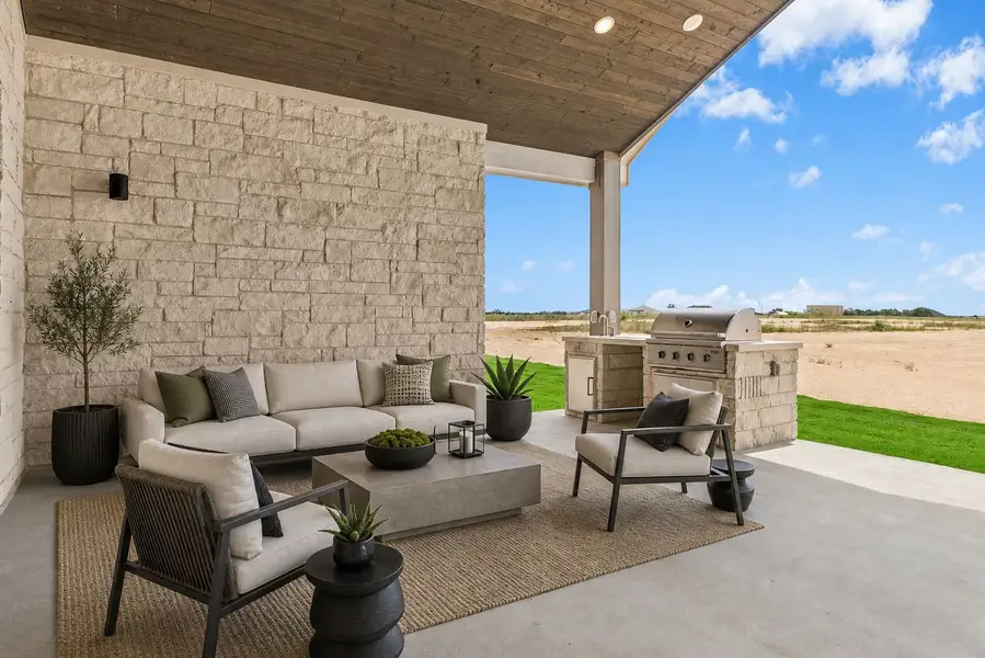 Exterior details and patio area of a home in Leander Estates, Leander (Image 3).