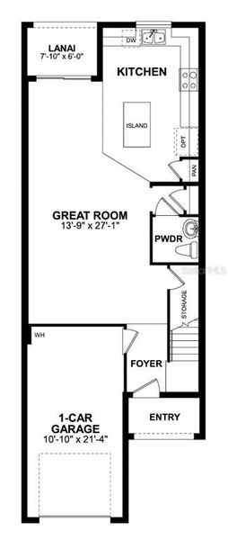 2D floor plan layout of this home in Tyson Ranch, Orlando, FL (Image 3).