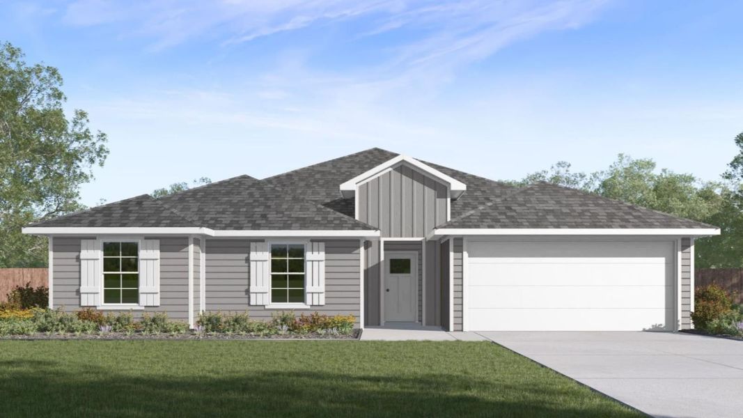 Representative exterior photo of a completed home built from the Eureka by D.R. Horton in Kokomo, Rockport, TX (Image 2). Representative exterior photo of a completed home built from the Eureka by D.R. Horton in Kokomo, Rockport, TX (Image 2).