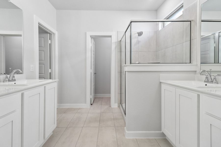 Primary Bathroom in the Masters home plan by Trophy Signature Homes