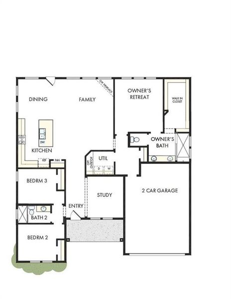 2D floor plan layout of this home in Old Mill Preserve, Dallas, GA (Image 2).