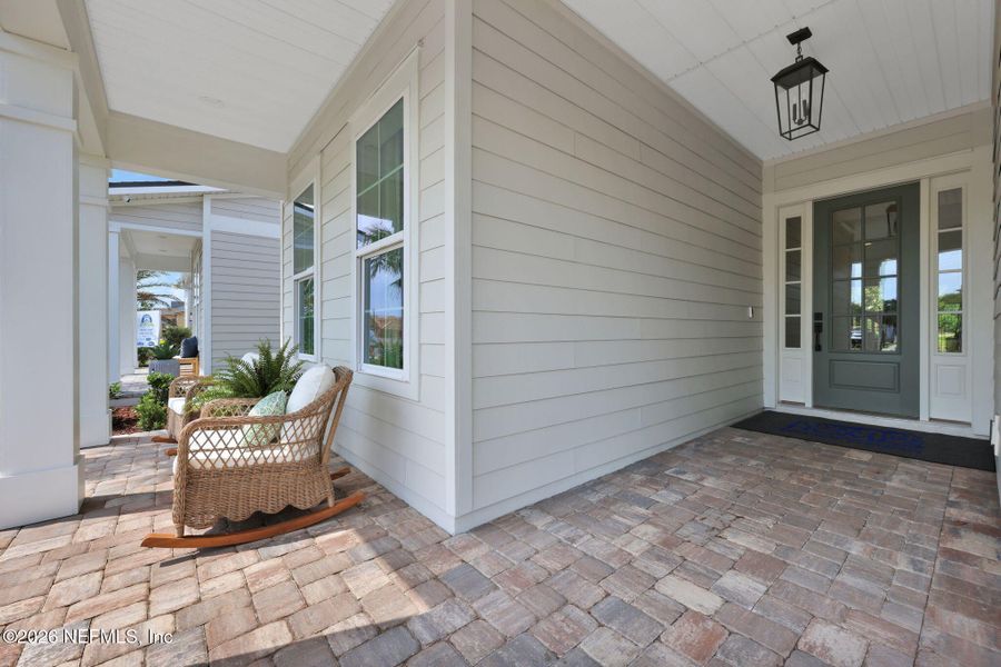 Exterior details and patio area of a home in Mariposa at EverRange 40' Series, Jacksonville (Image 3).
