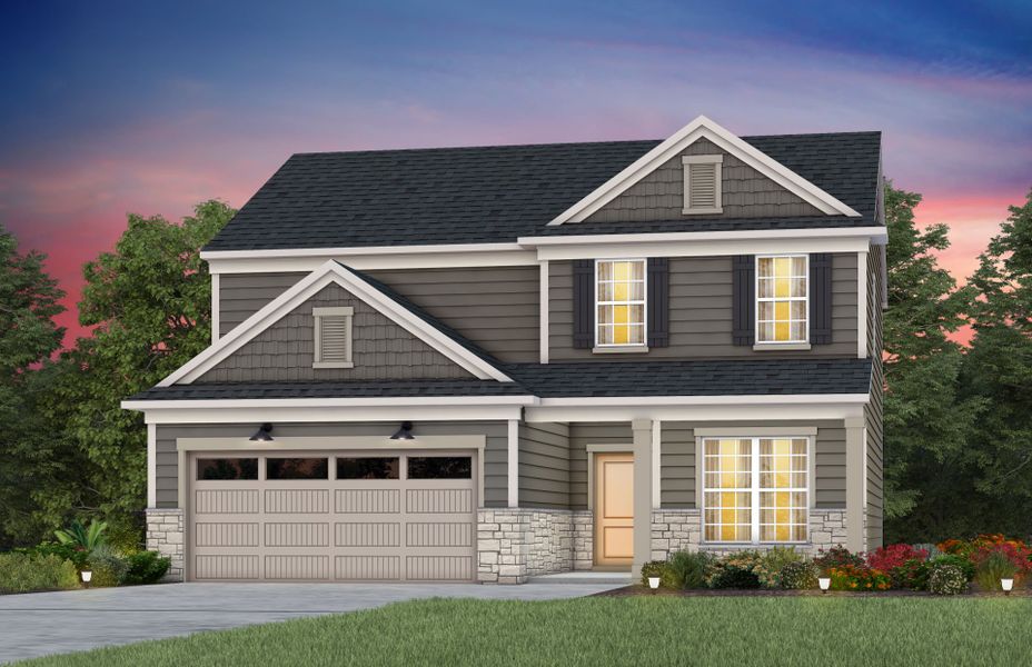 Front exterior of a new home in Kinsdale, Lancaster, SC, highlighting curb appeal (Image 21). Front exterior of a new home in Kinsdale, Lancaster, SC, highlighting curb appeal (Image 21).