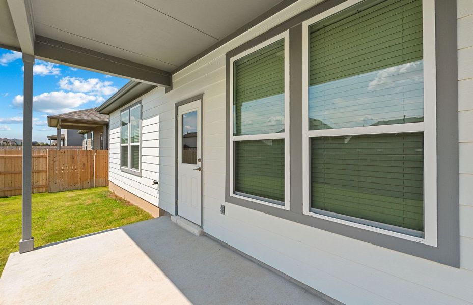 Exterior details and patio area of a home in Patterson Ranch, Georgetown (Image 21).