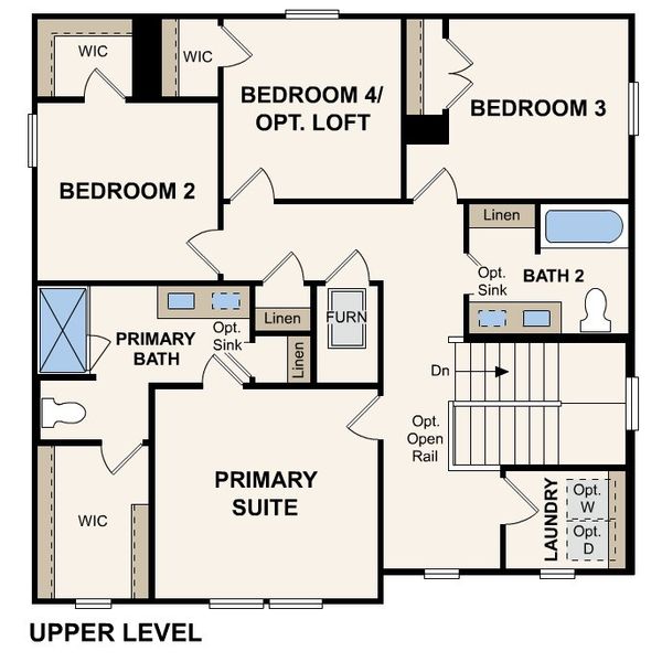 2D floor plan layout for the Falcon by Century Communities in Paloma at Sanford Farms, Waller, TX (Image 4).