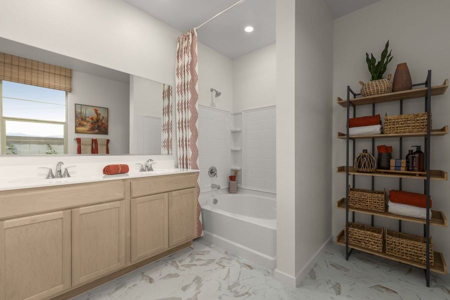 Dual-sink vanity at primary bath Dual-sink vanity at primary bath