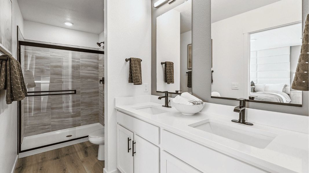 Furnished interior view inside a new home in Villas at Vantage, Berthoud (Image 8). Furnished interior view inside a new home in Villas at Vantage, Berthoud (Image 8).