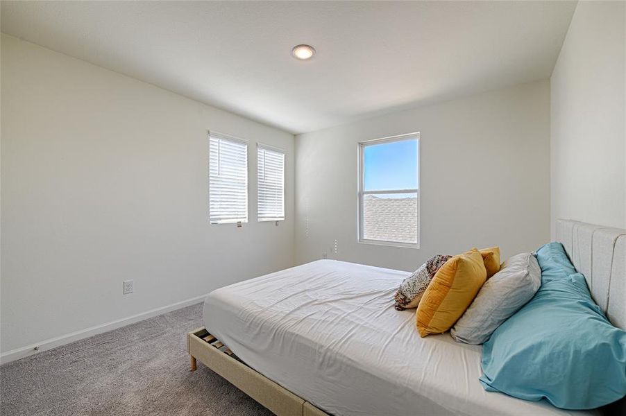 Carpeted bedroom with baseboards Carpeted bedroom with baseboards