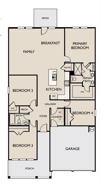 2D floor plan layout of this home in The Pointe at Heron Bay, Locust Grove, GA (Image 4).