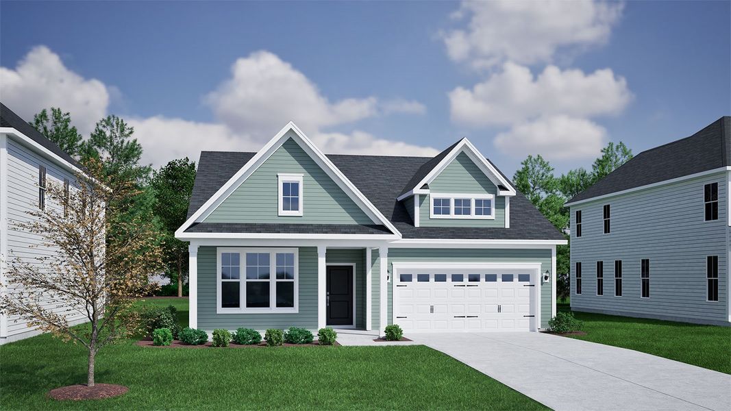 Representative exterior photo of a completed home built from the Cary - Vanguard Collection by Mungo Homes in Cottages at Lake Emory, Inman, SC (Image 8).