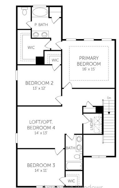 2D floor plan layout for the Finley - Single Family Homes by Dream Finders Homes in Abbey Walk, Moncks Corner, SC (Image 3).