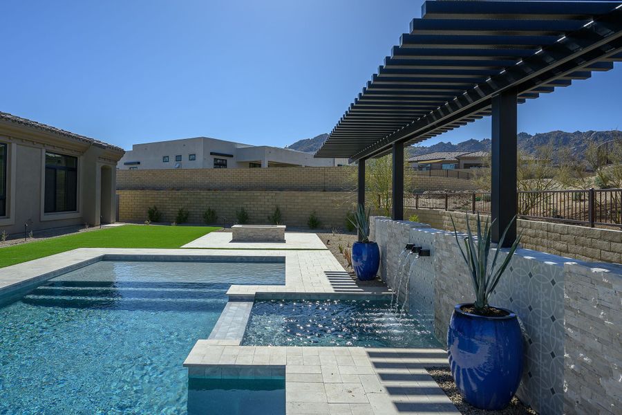 Exterior details and patio area of a home in Rosewood Highlands at Storyrock, Scottsdale (Image 3).