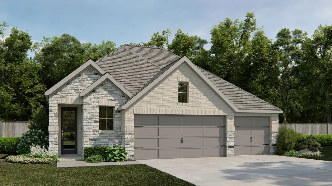 Representative exterior photo of a completed home built from the 2263W by Perry Homes in Legacy at Lake Dunlap, New Braunfels, TX (Image 12). Representative exterior photo of a completed home built from the 2263W by Perry Homes in Legacy at Lake Dunlap, New Braunfels, TX (Image 12).