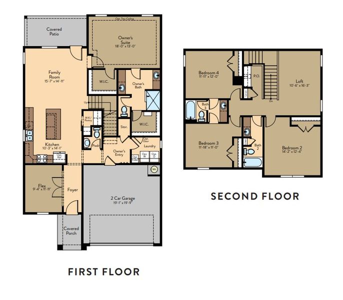 2D floor plan layout of this home in Villas San Agustin, Laredo, TX (Image 3).