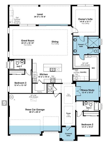 2D floor plan layout of this home in Cresswind at Lake Harris, Tavares, FL (Image 5).