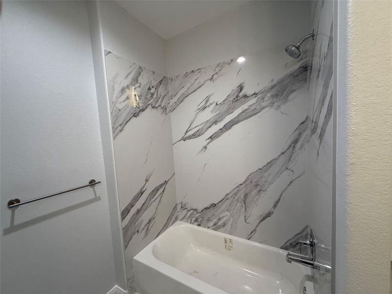 Upstairs Bath shower combo with quartz Upstairs Bath shower combo with quartz