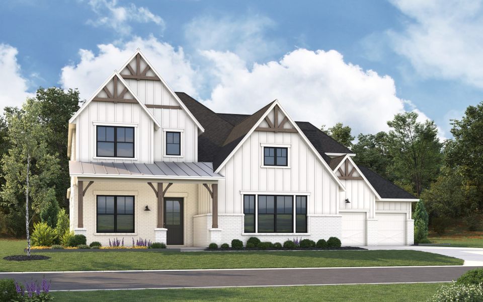 Representative exterior photo of a completed home built from the 6081 by Tradition Homes in Mustang Lakes, McKinney, TX (Image 4). Representative exterior photo of a completed home built from the 6081 by Tradition Homes in Mustang Lakes, McKinney, TX (Image 4).