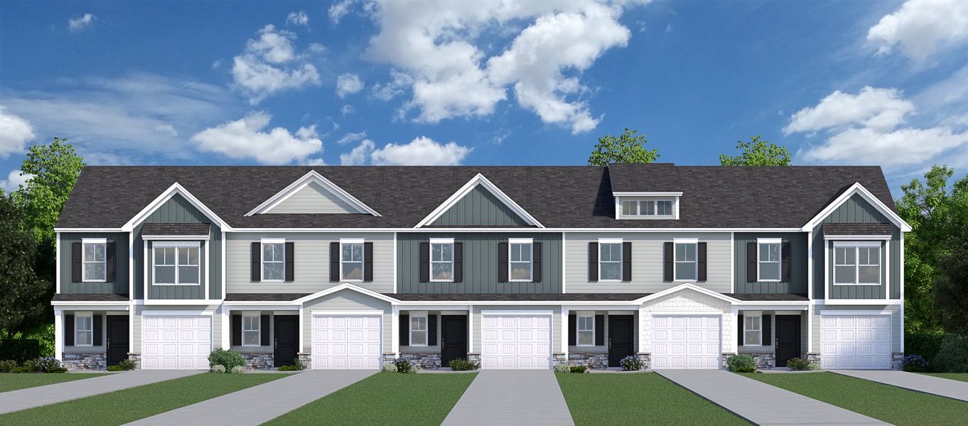 Front exterior of a new home in Meece, Easley, SC, highlighting curb appeal (Image 2). Front exterior of a new home in Meece, Easley, SC, highlighting curb appeal (Image 2).