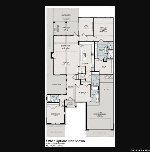 2D floor plan layout of this home in El Sonido at Campanas, San Antonio, TX (Image 2).