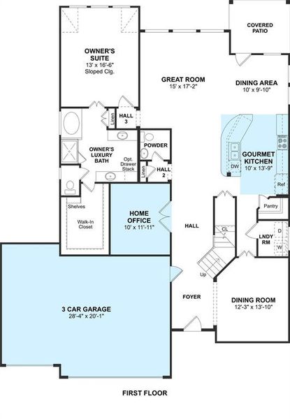 The Walton II floor plan by K. Hovnanian® Homes. 1st Floor shown. *Prices, plans, dimensions, features, specifications, materials, and availability of homes or communities are subject to change without notice or obligation.