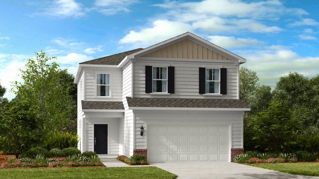 Front exterior of a new home in Fincastle Glen, Shelby, NC, highlighting curb appeal (Image 1). Front exterior of a new home in Fincastle Glen, Shelby, NC, highlighting curb appeal (Image 1).