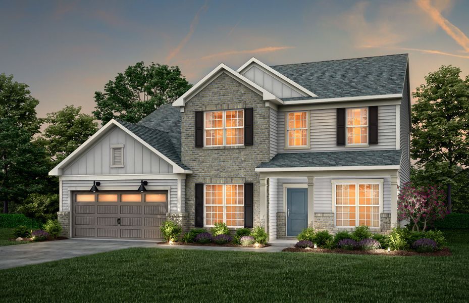 Representative exterior photo of a completed home built from the Riverton by Pulte Homes in Waterside at Pine Island, Columbia, SC (Image 25). Representative exterior photo of a completed home built from the Riverton by Pulte Homes in Waterside at Pine Island, Columbia, SC (Image 25).