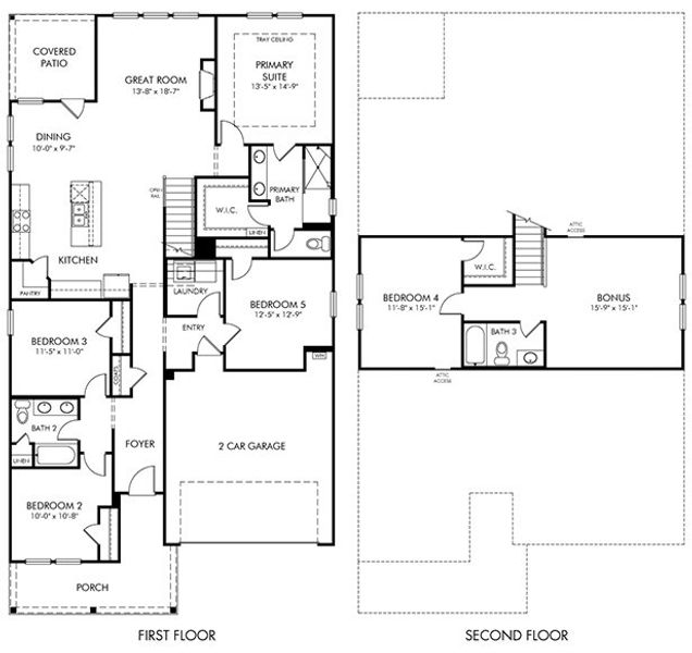 2D floor plan layout of this home in Martin Springs - Estate Series, Lawrenceville, GA (Image 3).