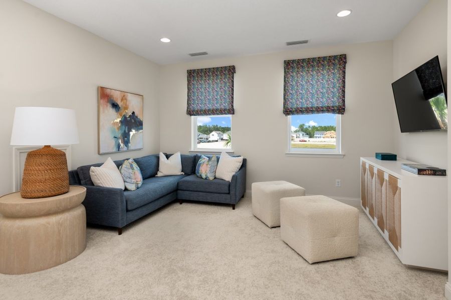Representative furnished interior of a home built from the Sawyer by Riverside Homes in Mariposa at EverRange, Jacksonville (Image 60).