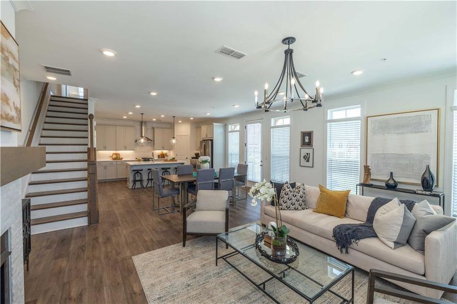 Furnished interior view inside a new home in Ward's Crossing Townhomes, Johns Creek (Image 28). Furnished interior view inside a new home in Ward's Crossing Townhomes, Johns Creek (Image 28).