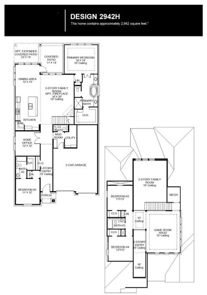 2D floor plan layout of this home in Santa Rita Ranch - Eldorado, Liberty Hill, TX (Image 2).