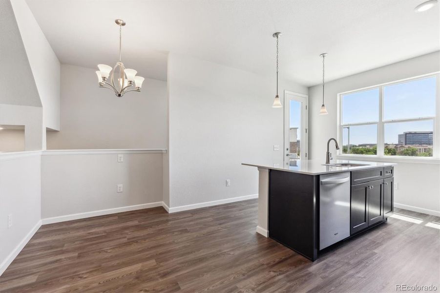 Furnished interior view inside a new home in Townhome Collection at Grand Vue at Interlocken, Broomfield (Image 3). Furnished interior view inside a new home in Townhome Collection at Grand Vue at Interlocken, Broomfield (Image 3).