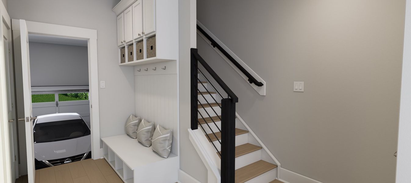 Representative furnished interior of a home built from the Atlas End Unit by Baker Residential in Atwater Station - Midtown Collection, Fuquay Varina (Image 36).