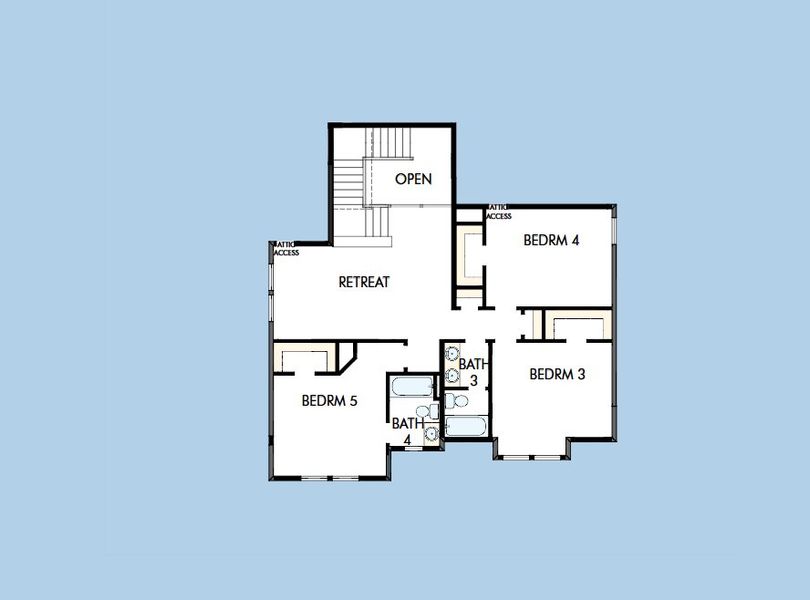 2D floor plan layout for the The Primrose by David Weekley Homes in Emerald Heights at Bridgeland Central – 50’ Front, Cypress, TX (Image 4).