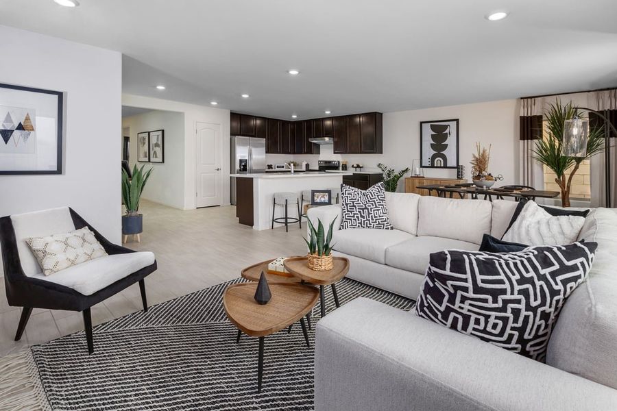 Representative furnished interior of a home built from the Plan 1576 by KB Home in Entrada Del Pueblo at Rancho Sahuarita, Sahuarita (Image 7).