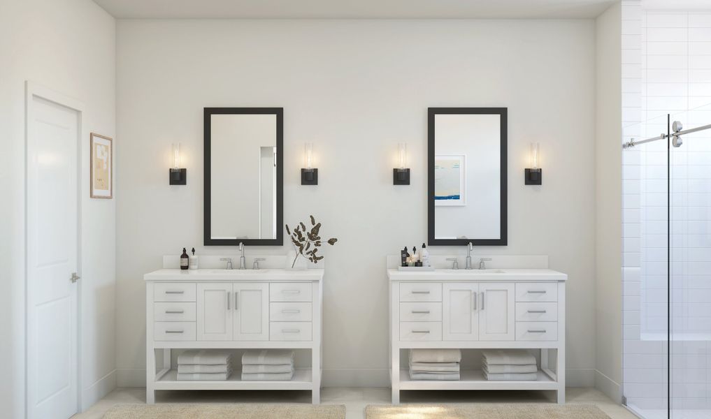 Primary bath with dual vanities